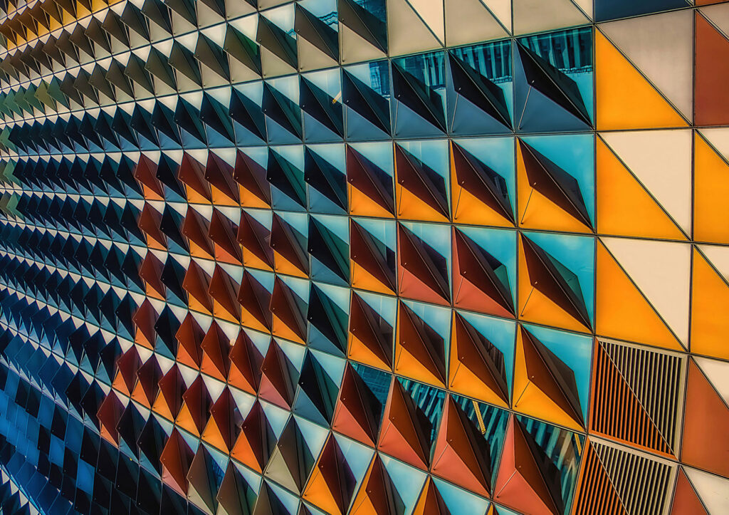 Multicolour glass wall highrise