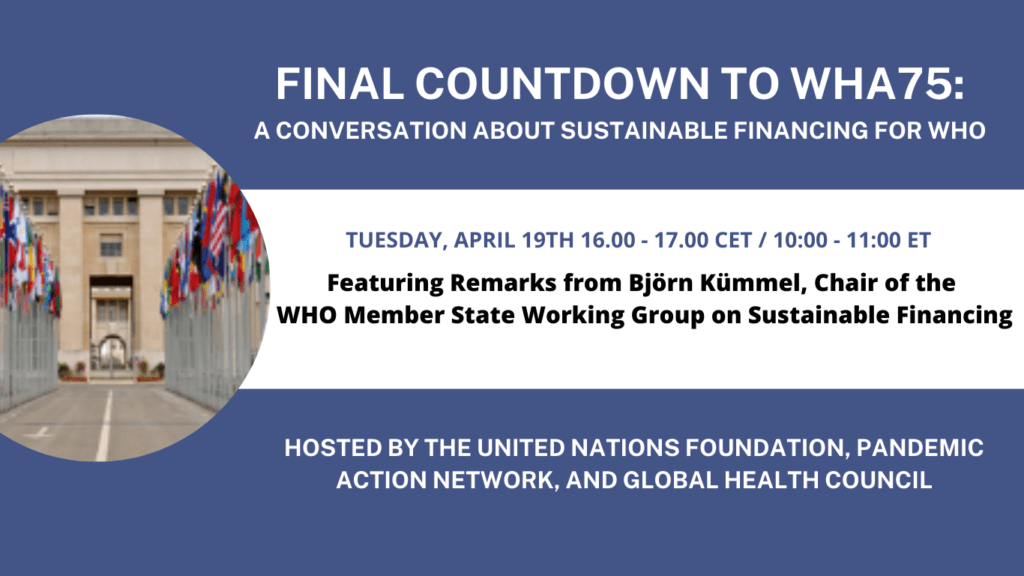 Final countdown to wha75 a conversation about sustainable financing for who