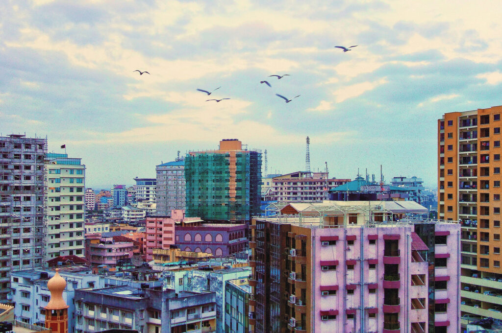 Aerial shot of high-rises