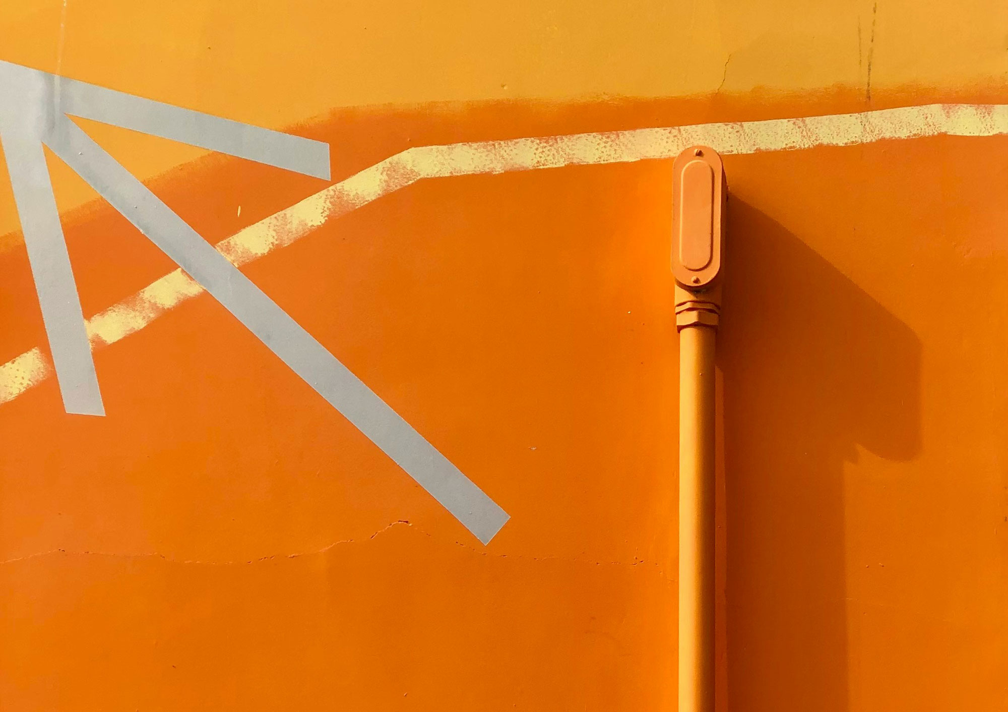 White and orange painted wall