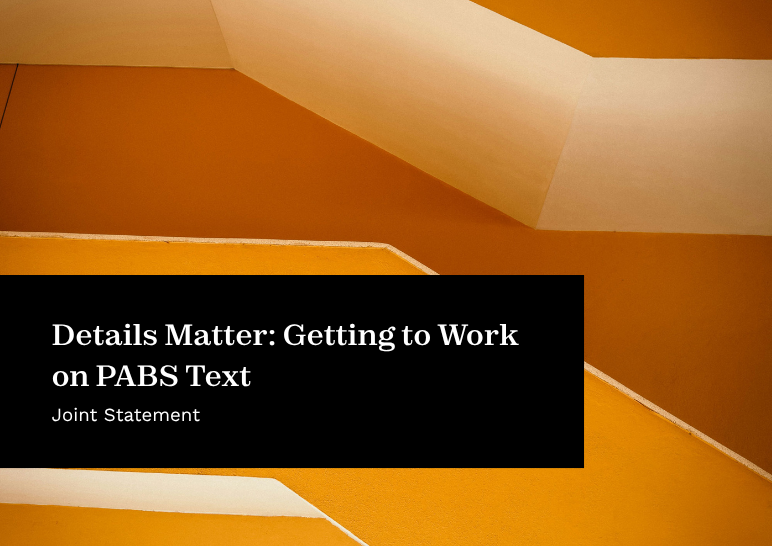 Details Matter: Getting to Work on PABS Text – Joint Statement - Rani